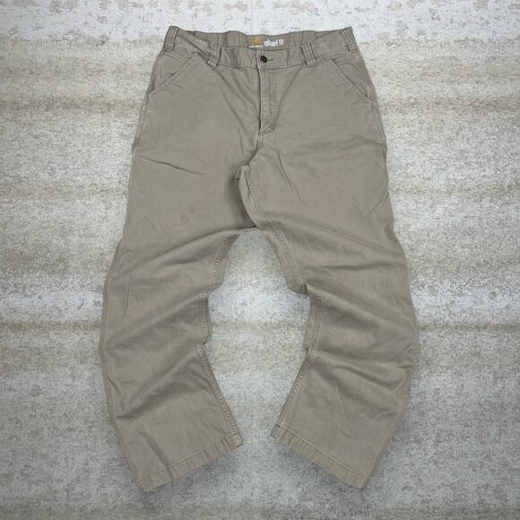 Vintage Carhartt Carpenter Pants Tan Canvas Relaxed Fit Dungarees Work Wear 90s - Picture 2 of 5